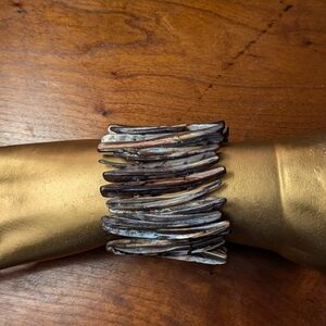 🩶 Vintage Abalone Shell Mother of Pearl Bracelet Stretch Surfers Date Night